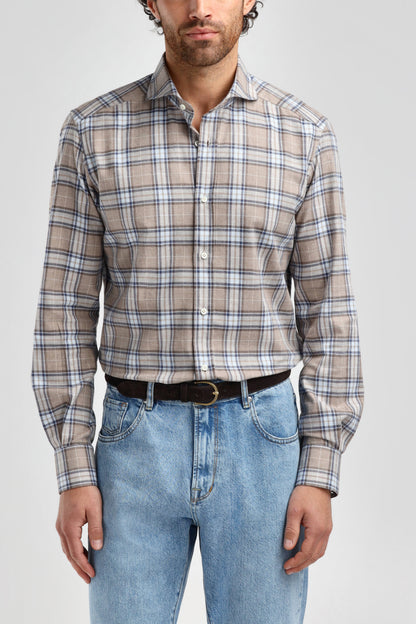 James Shirt in Brown Checked, Ladneri Men - Anita Hass