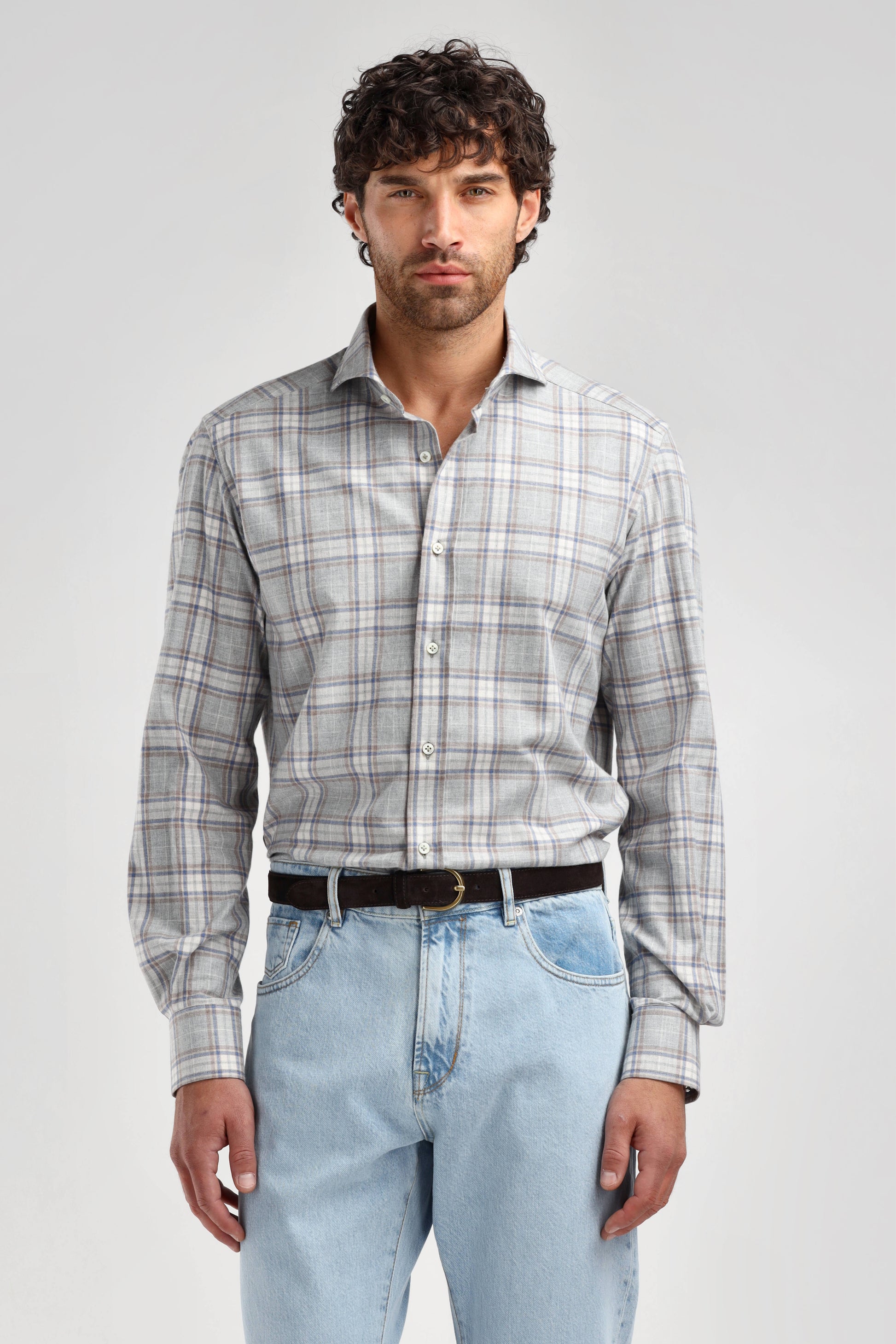 James Shirt in Gray Checked, Ladneri Men - Anita Hass