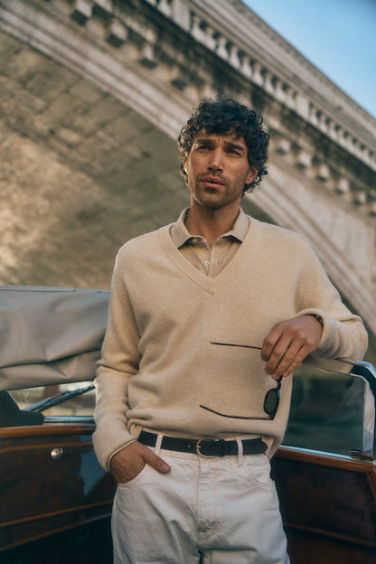 Joey Sweater in Cream Melange by Ladneri Men - Anita Hass