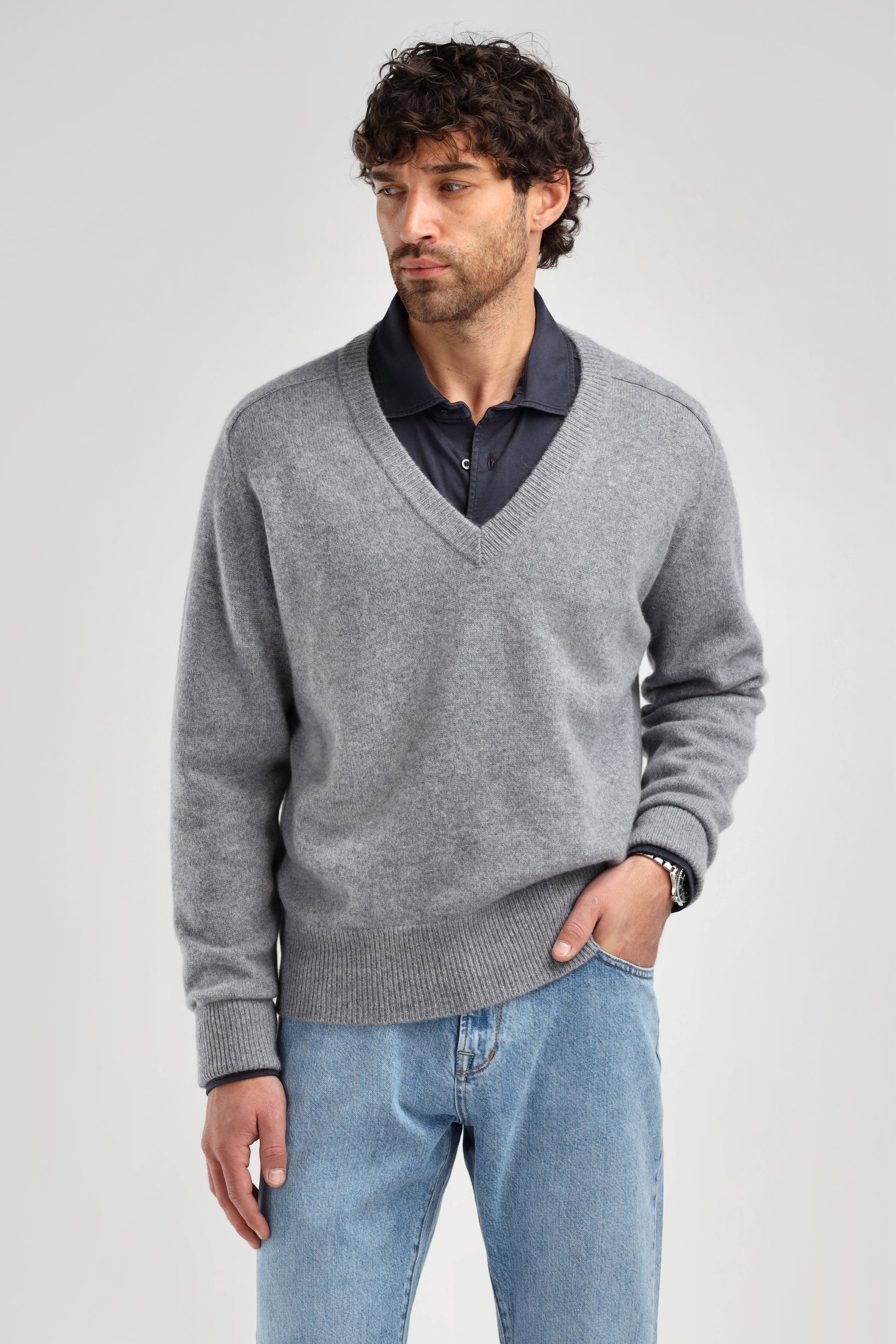 Pullover Joey in Mid Grey Melange Ladneri Men