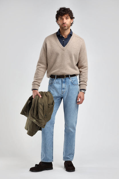 Joey Sweater in Taupe Melange, Ladneri Men - Anita Hass