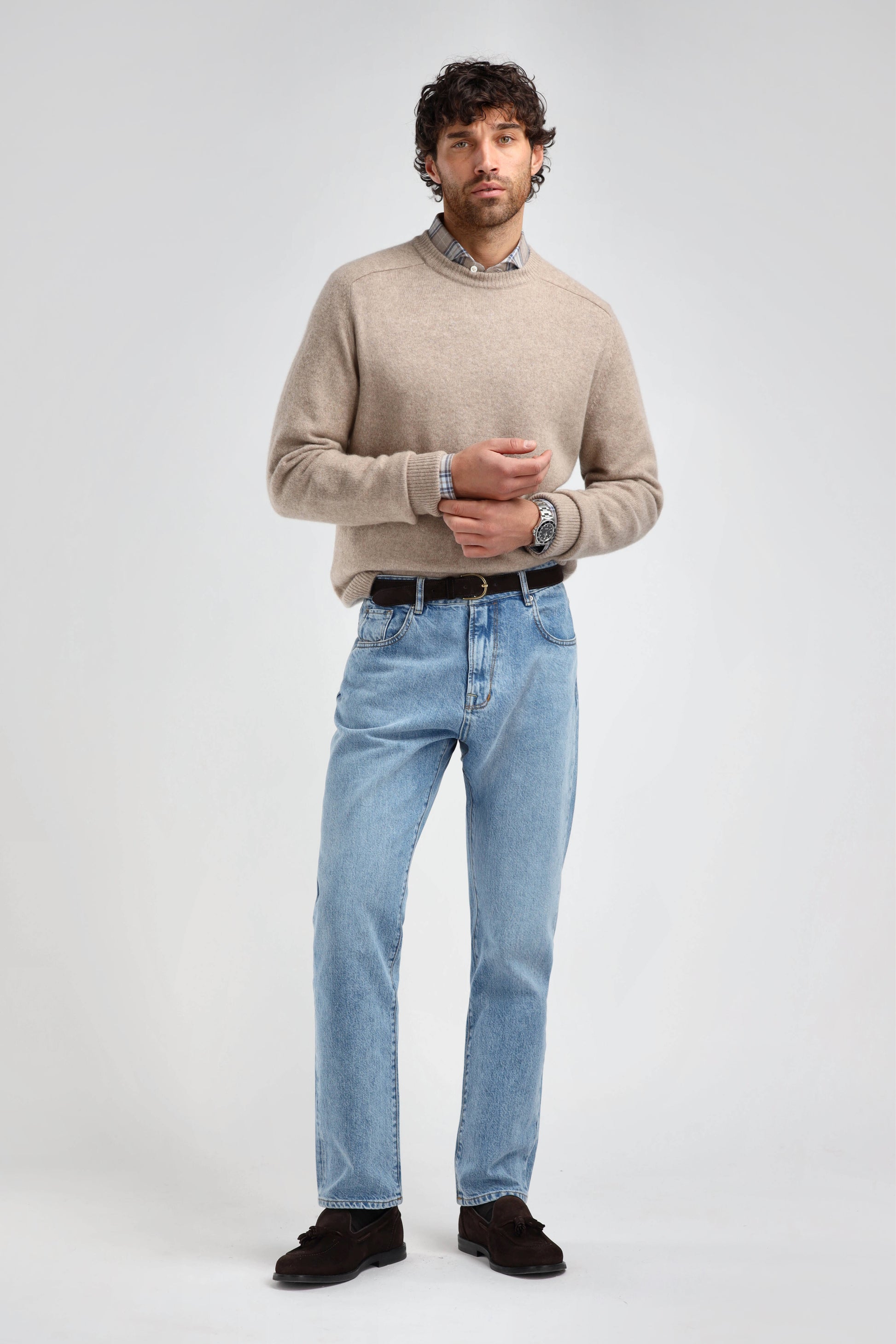 Vincent Sweater in Taupe Melange by Ladneri Men - Anita Hass