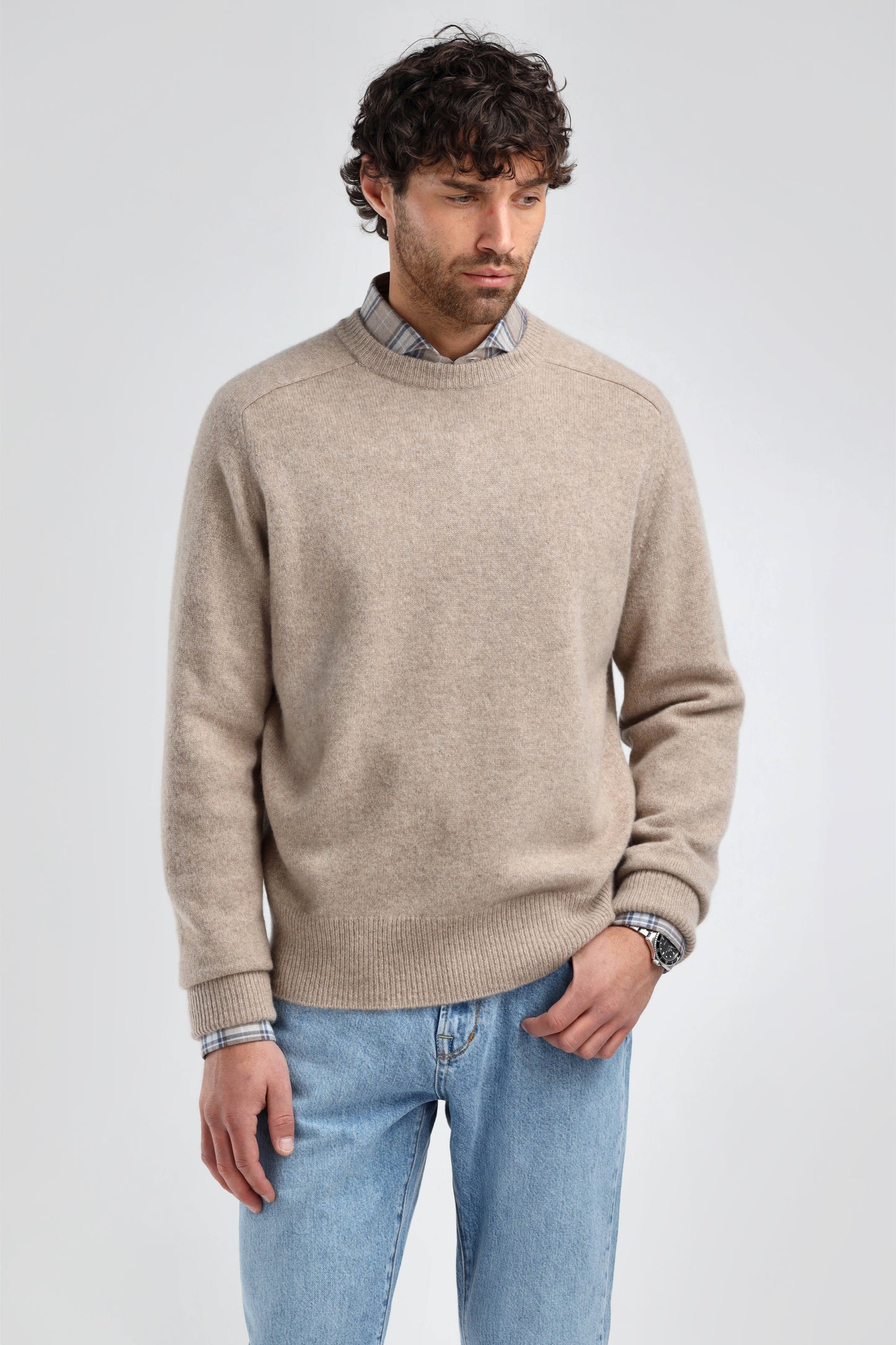 Vincent Sweater in Taupe Melange by Ladneri Men - Anita Hass