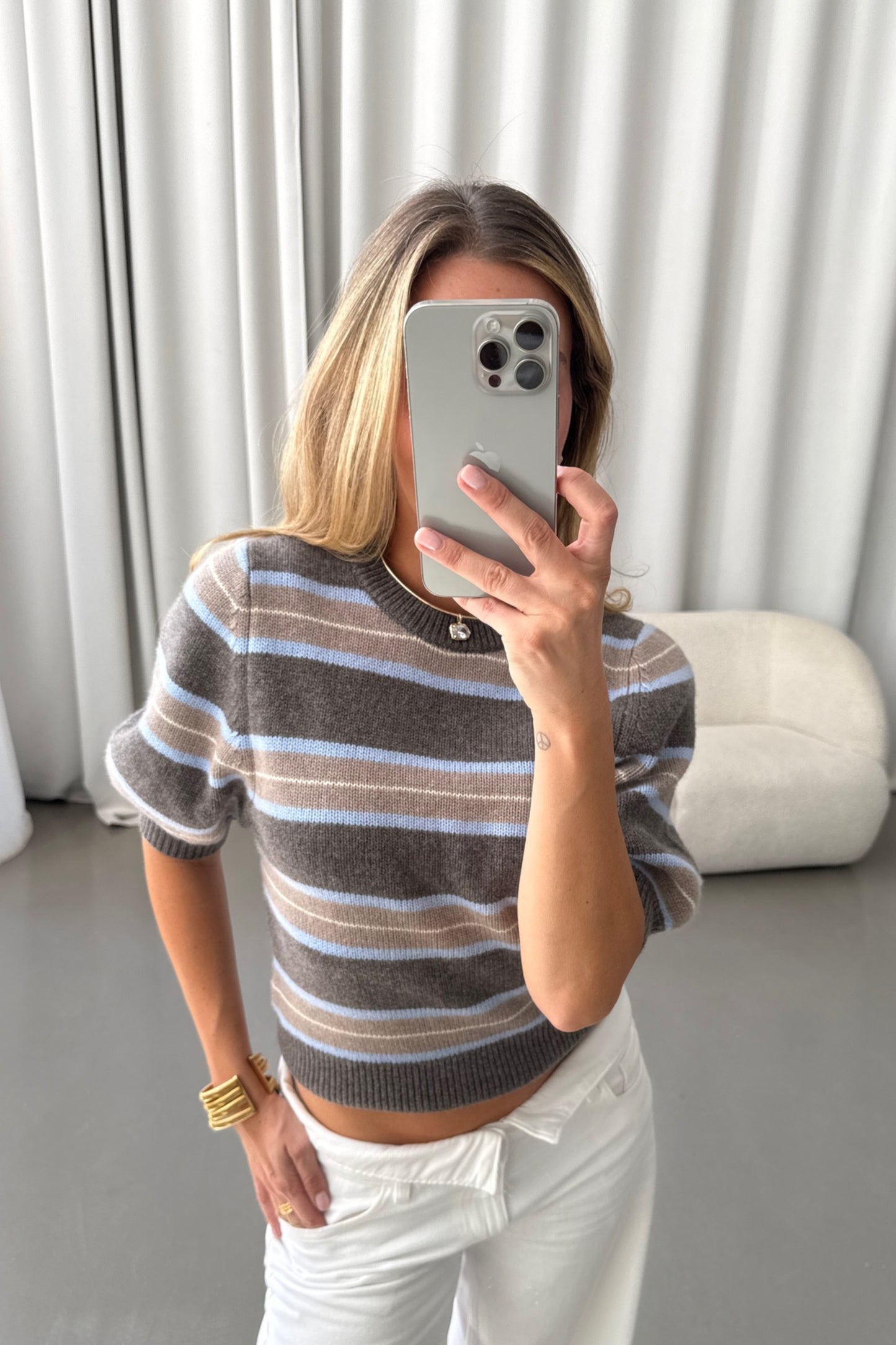 Pullover Poupette in Taupe Striped Ladneri