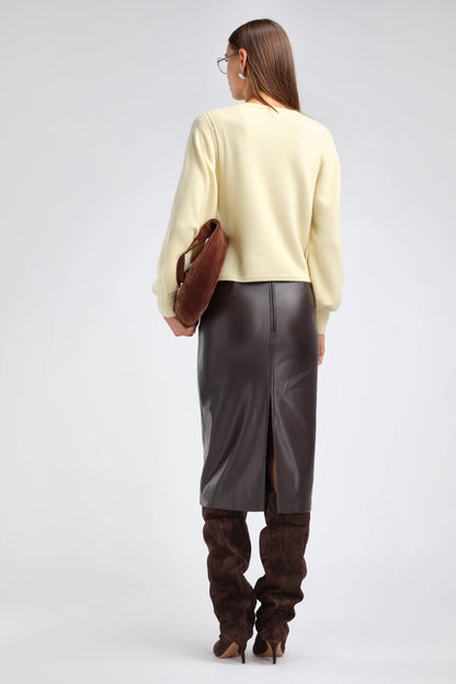 Chocolate Leather Skirt – Ladneri 
