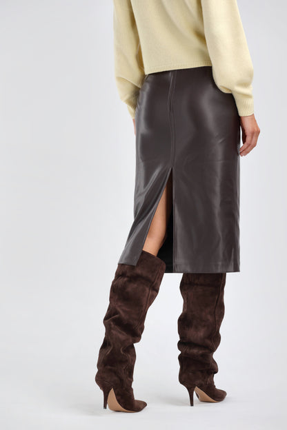 Chocolate Leather Skirt – Ladneri 