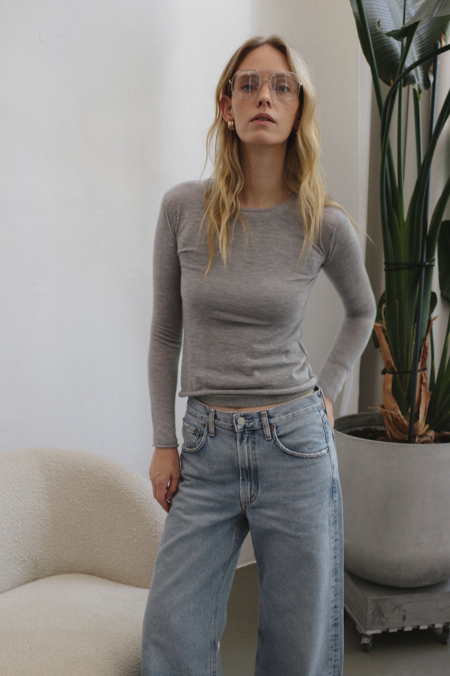 Strickshirt Finest in Silver Haze Ladneri