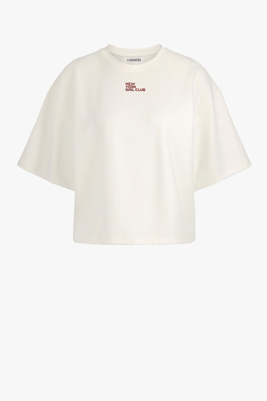 Elodie Embroidery T-Shirt in Off-White – Ladneri 