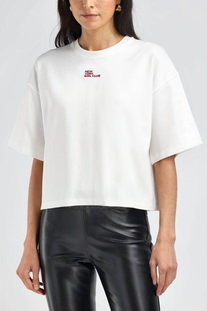 Elodie Embroidery T-Shirt in Off-White – Ladneri 