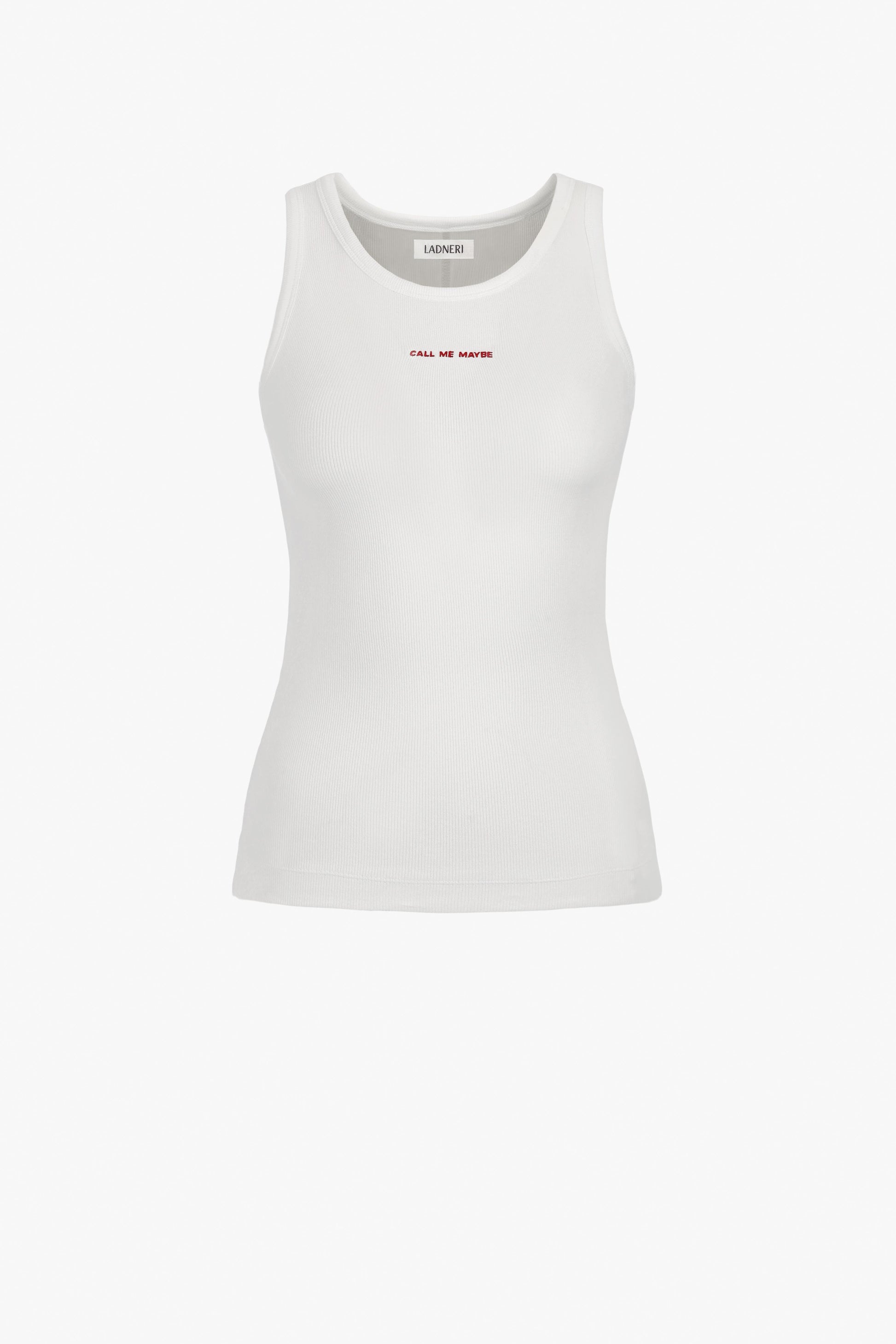 La Coeur Embroidery Tank Top in White – Ladneri 