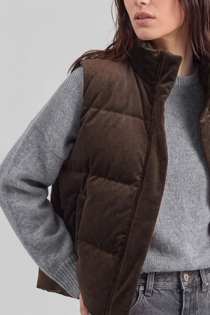 Weste Milano in Braun Ladneri – Model ist 1,78 m groß und trägt Gr. S