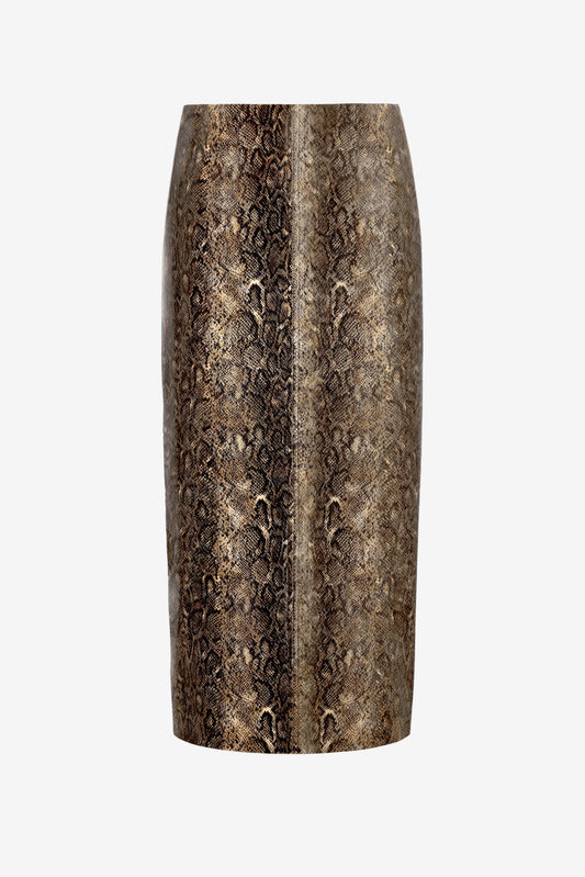 Snake-Print Leather Skirt – Ladneri 