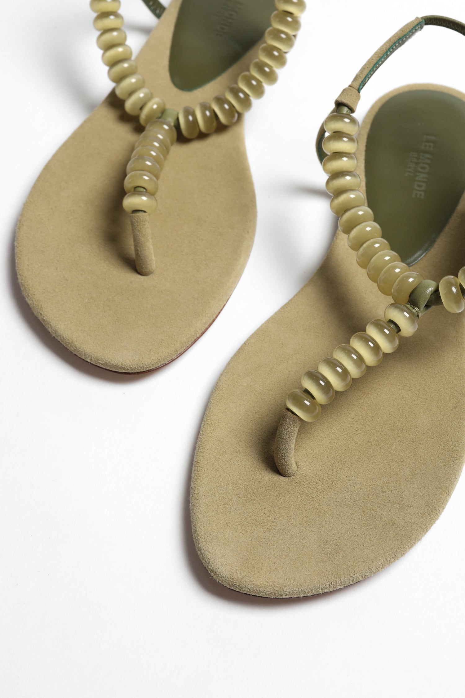 Sandale Beaded in Suede Green Le Monde Beryl