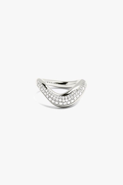 Curvy Pavé Diamond Ring in Silver by Lilian von Trapp - Anita Hass