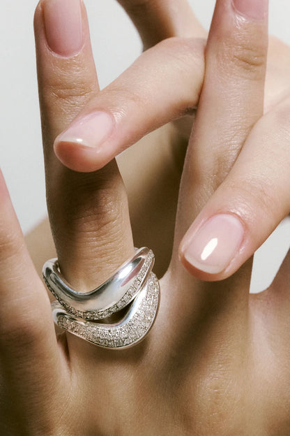 Curvy Pavé Diamond Ring in Silver by Lilian von Trapp - Anita Hass