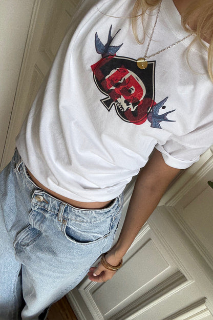 T-Shirt Skull & Bird in Weiß Lips