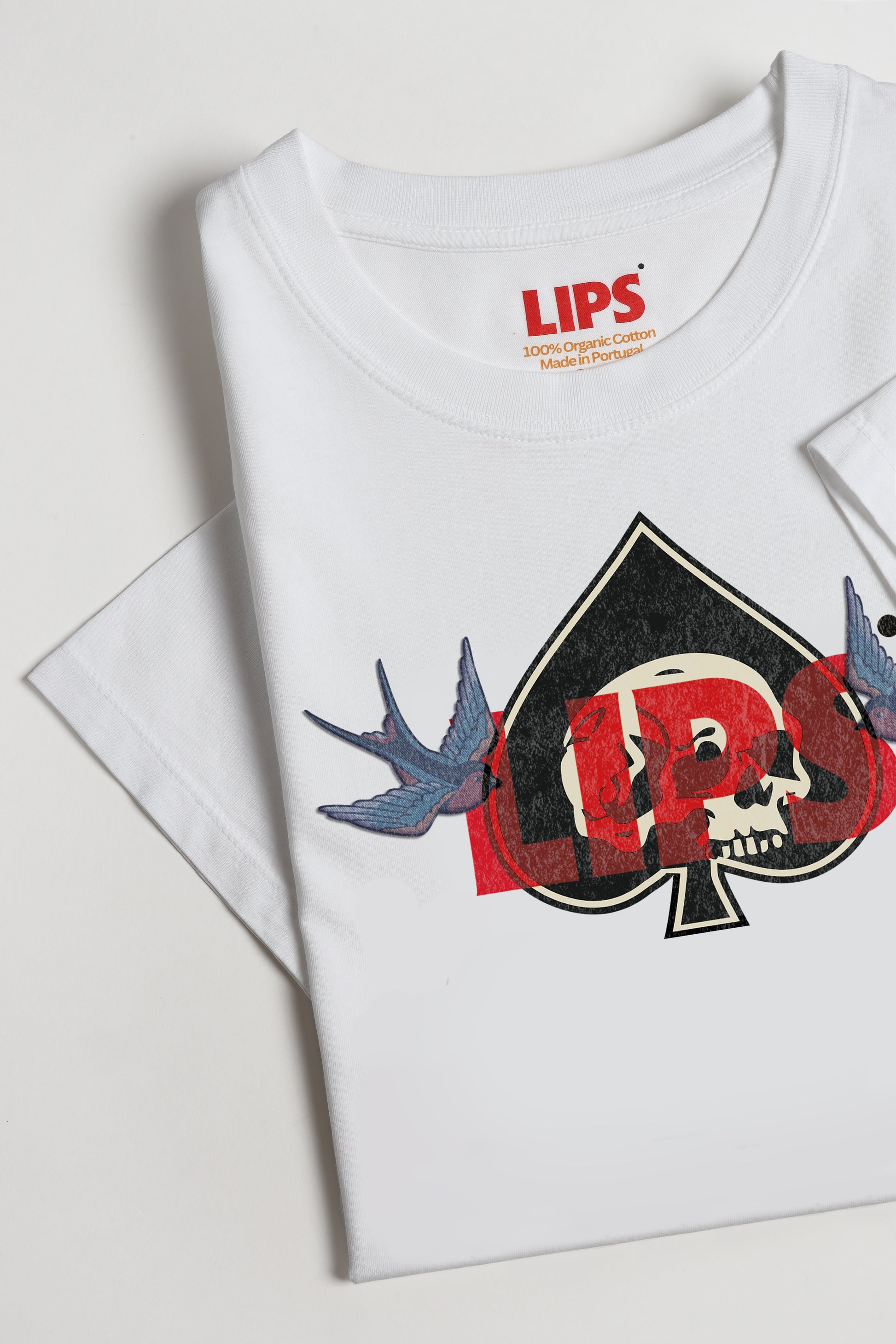 T-Shirt Skull & Bird in Weiß Lips