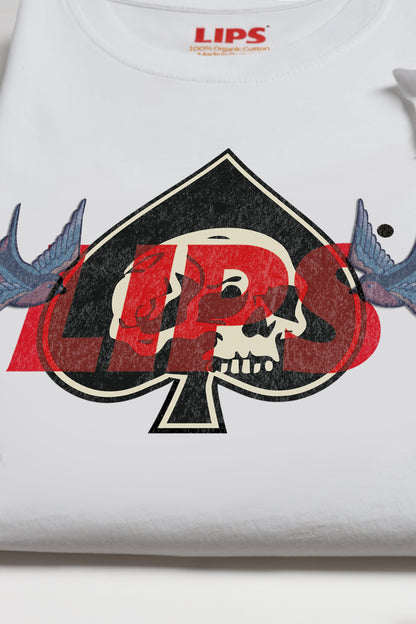 T-Shirt Skull & Bird in Weiß Lips