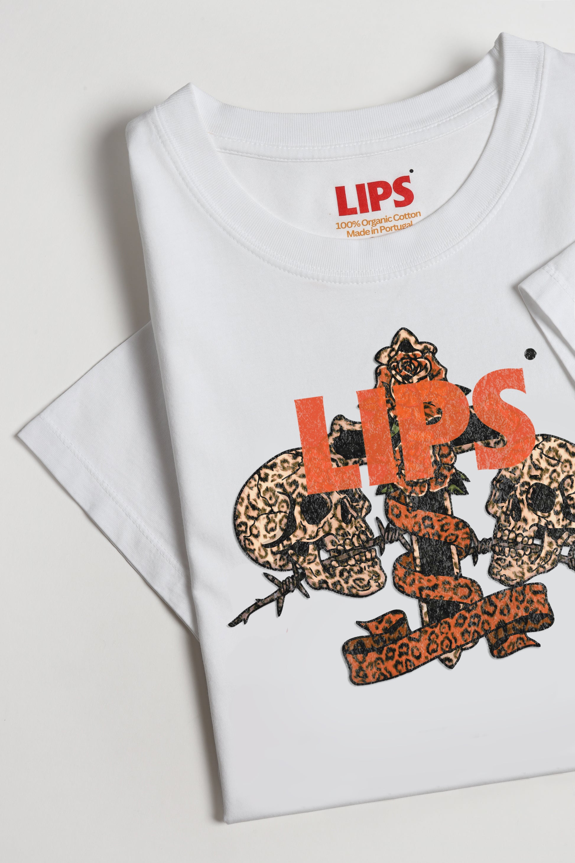 T-Shirt Skull & Cross in Weiß Lips
