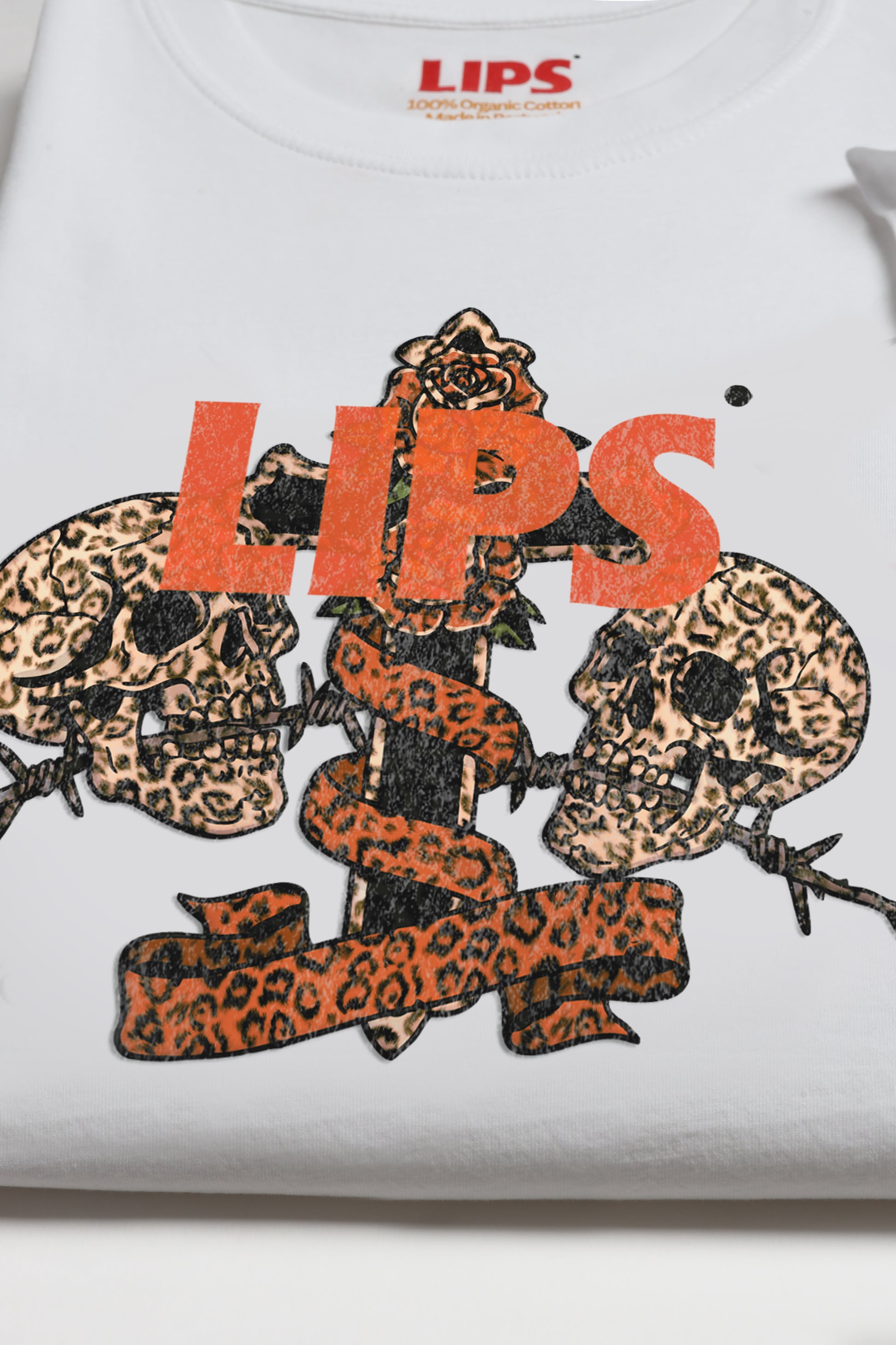 T-Shirt Skull & Cross in Weiß Lips