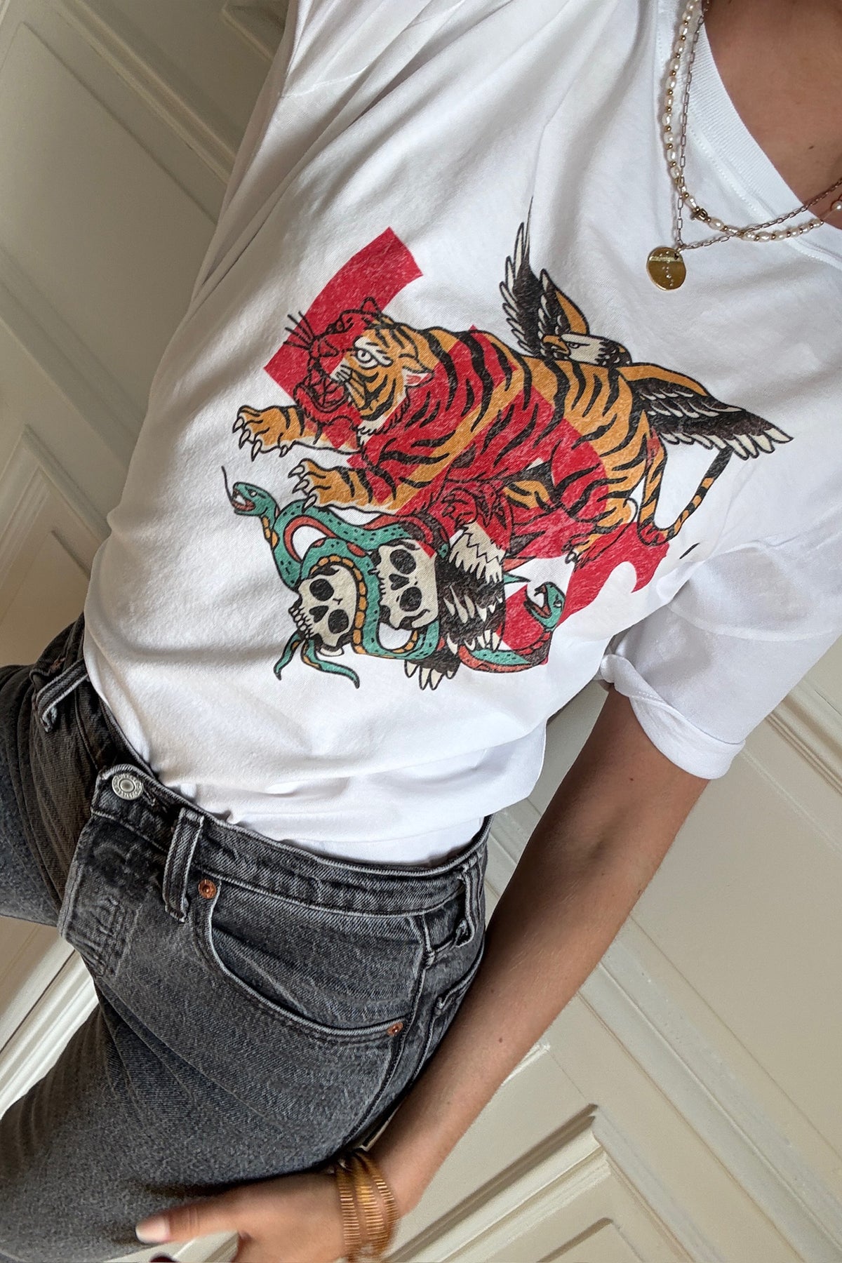 T-Shirt Tiger in Weiß Lips