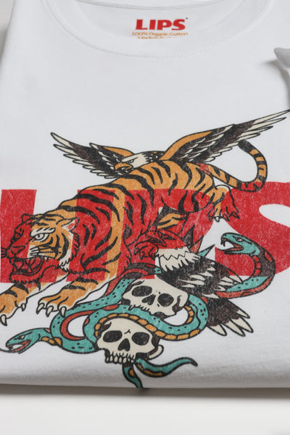 T-Shirt Tiger in Weiß Lips