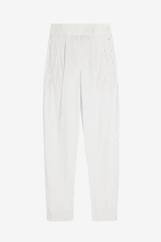 Giulio Pants in White/Blue Stripes by Maison Jejia - Anita Hass