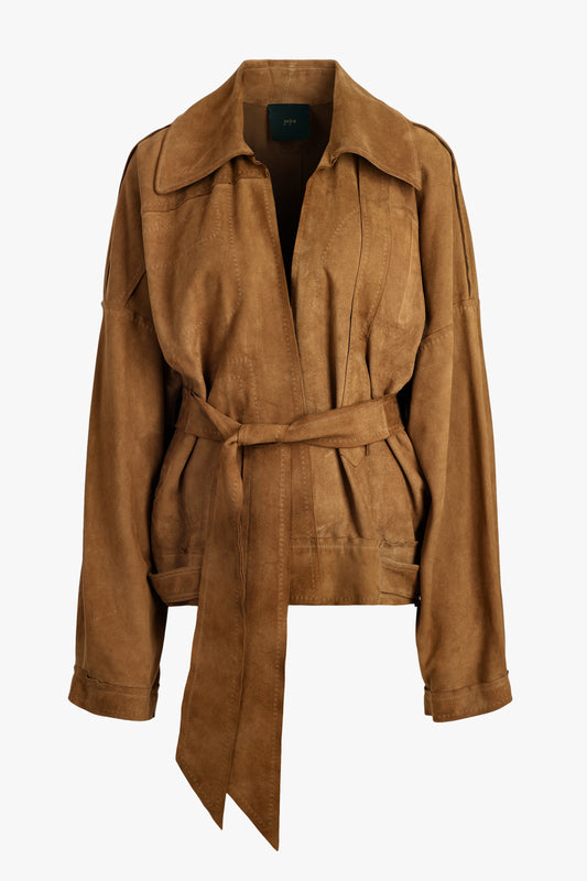 Emma Bomber Jacket in Suede Brown by Maison Jejia - Anita Hass