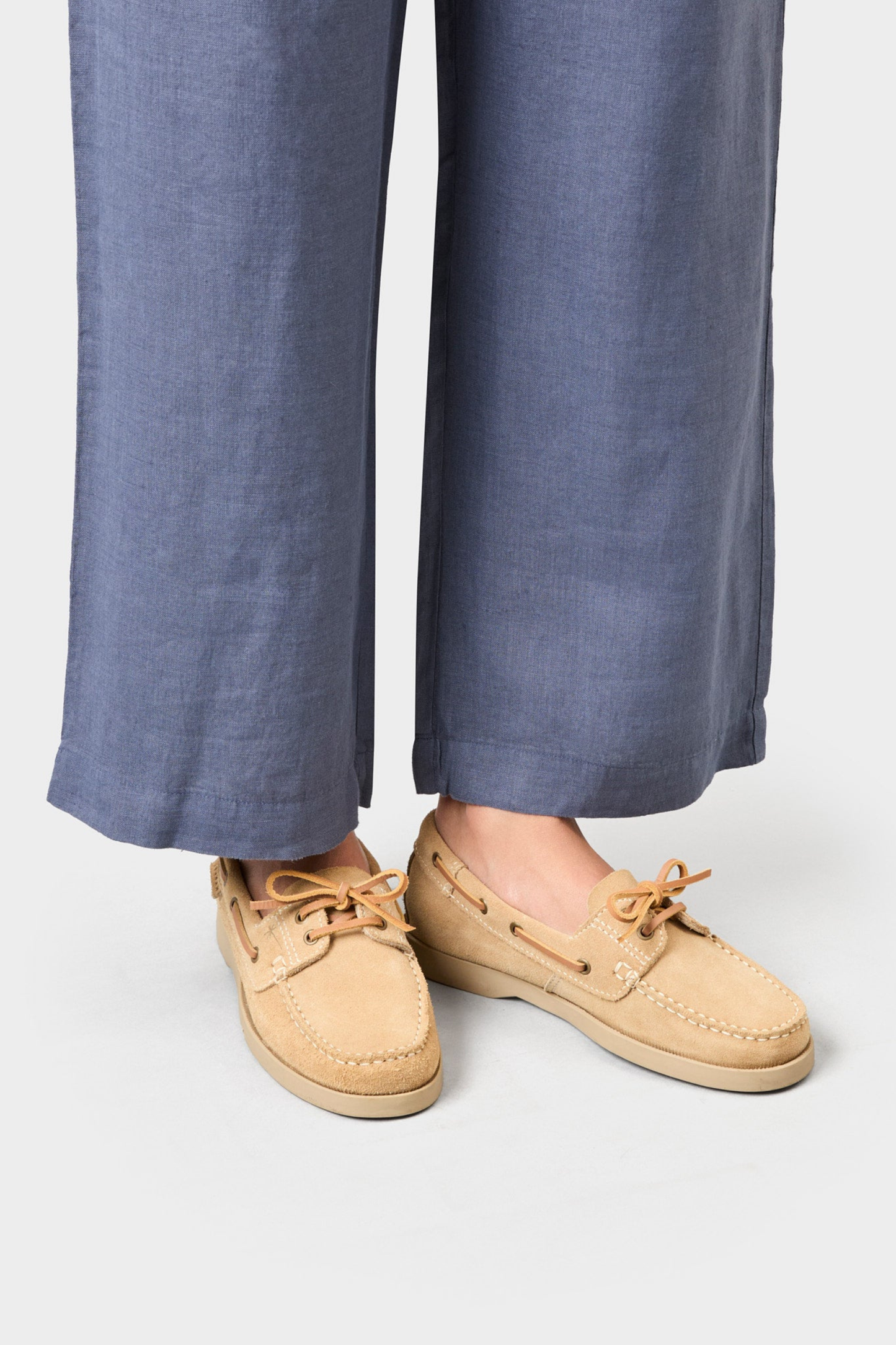 Champagne Suede Boat Shoes by Manebi - Anita Hass