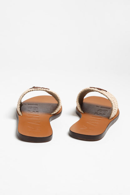 Sandale Raffia in Natural/Cocoa Palm Manebi