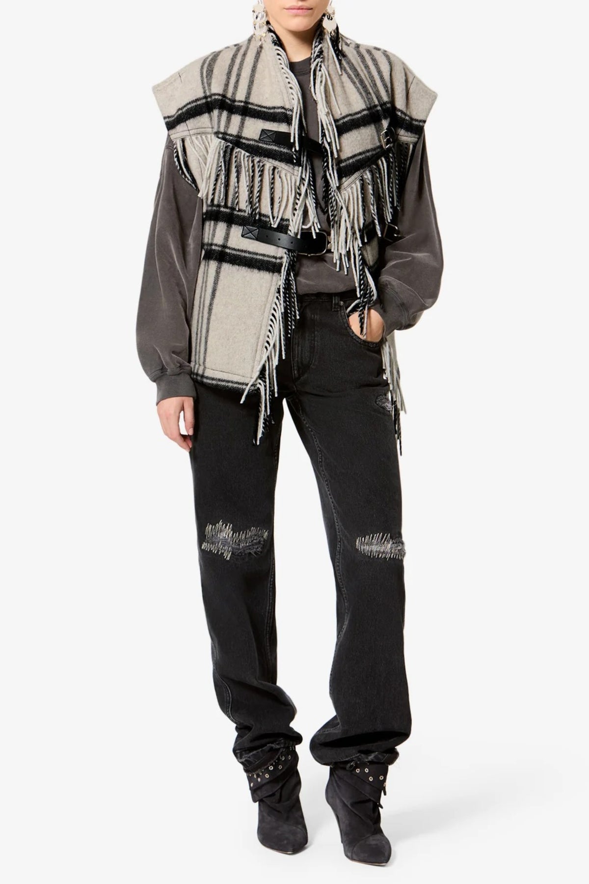 Weste Ginesa in Ecru/Schwarz Marant Etoile