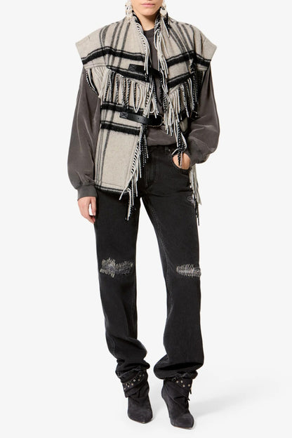 Weste Ginesa in Ecru/Schwarz Marant Etoile