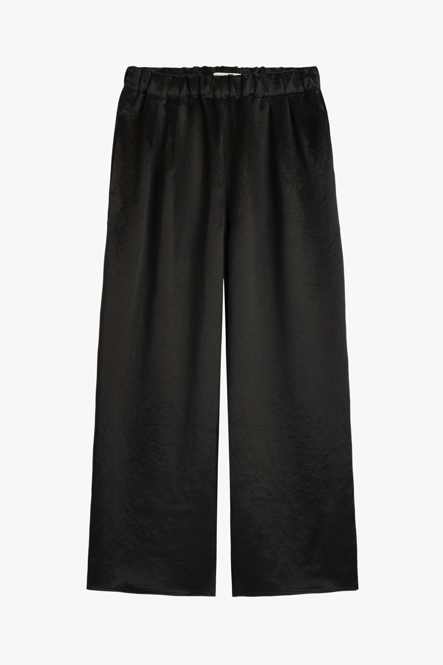 Black Satin Wide-Leg Crop Pants by Maria McManus - Anita Hass