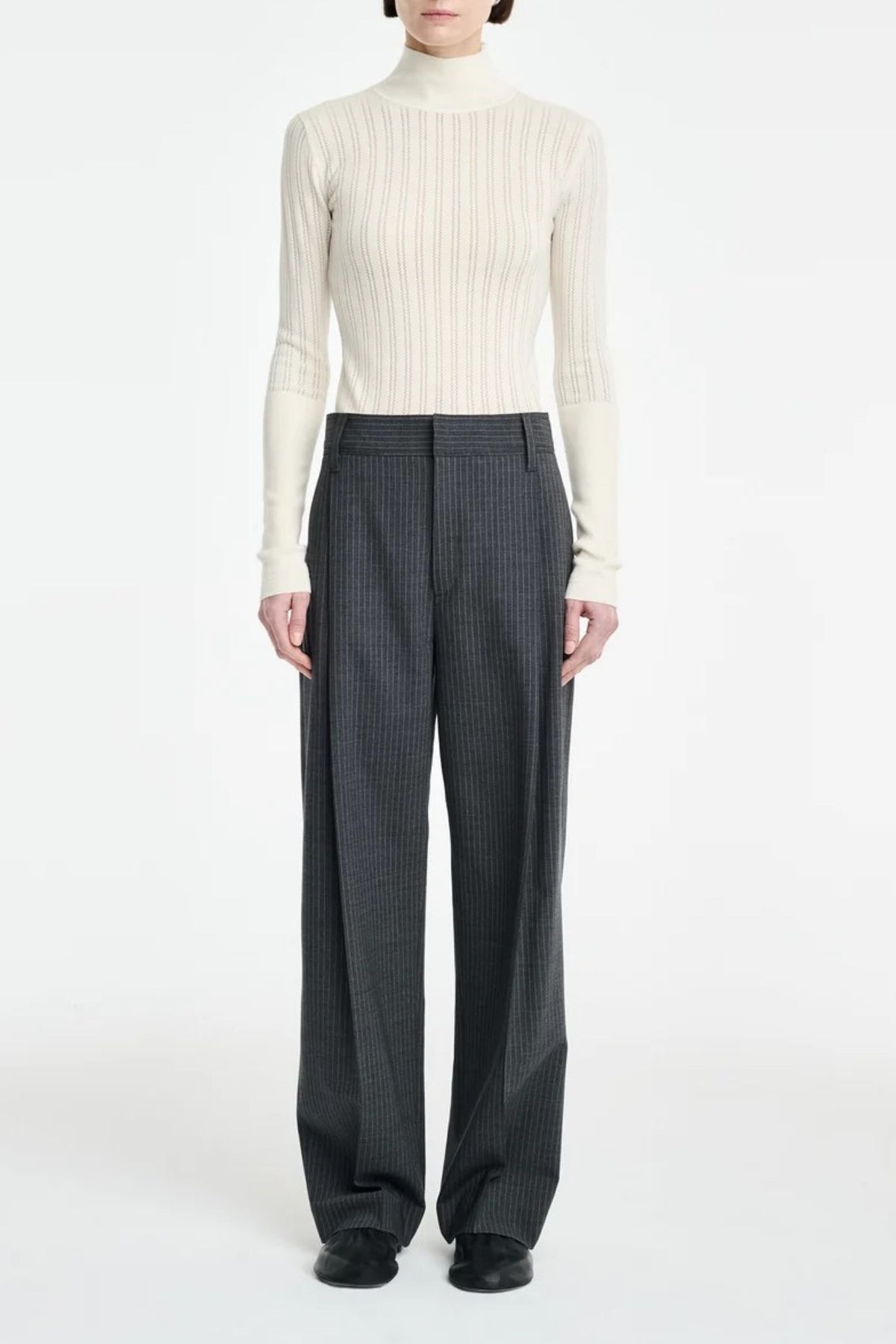Hose Single Pleat in Charcoal Stripe Maria McManus