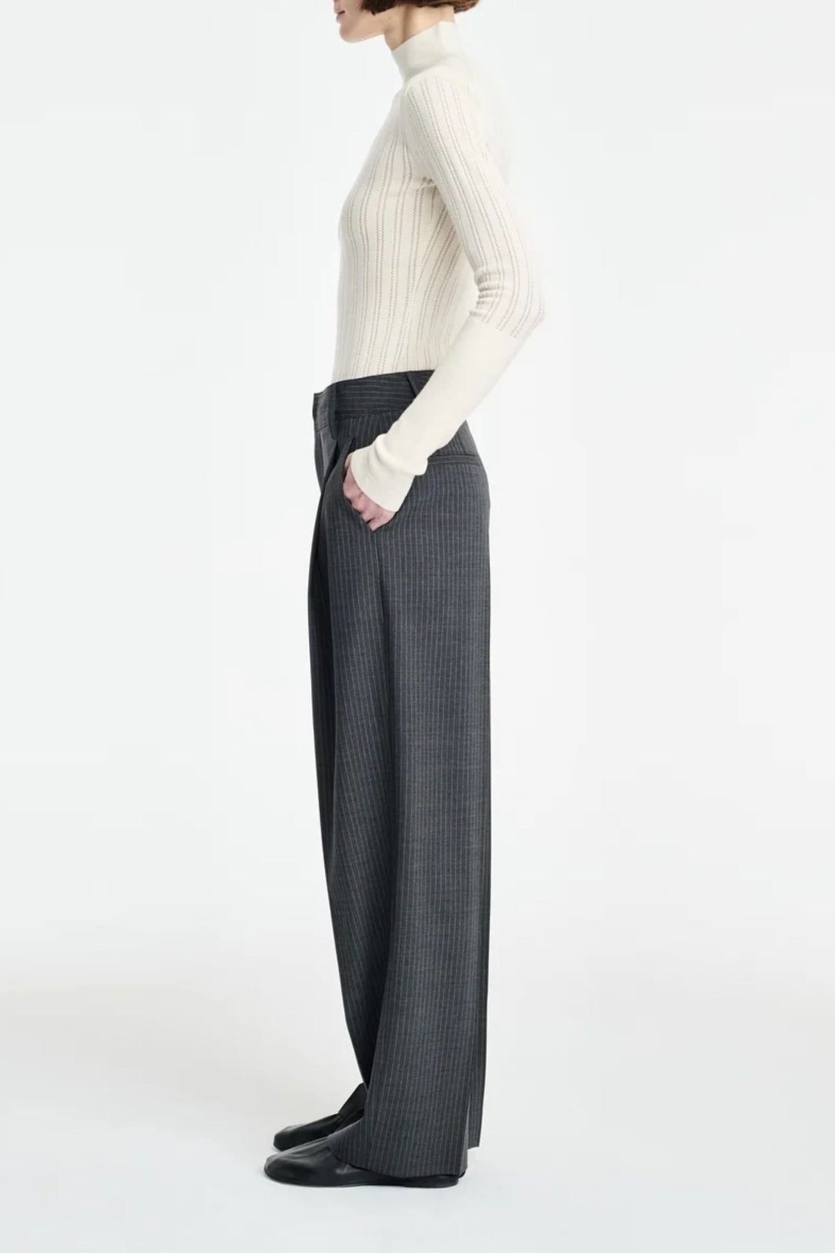 Hose Single Pleat in Charcoal Stripe Maria McManus
