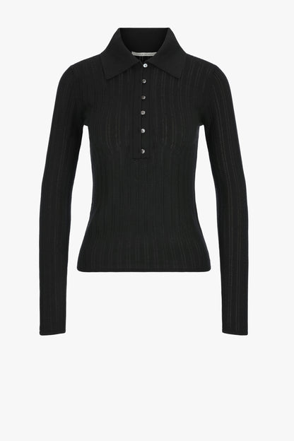 Longsleeve Thermal Polo in Schwarz Maria McManus