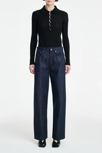 Longsleeve Thermal Polo in Schwarz Maria McManus