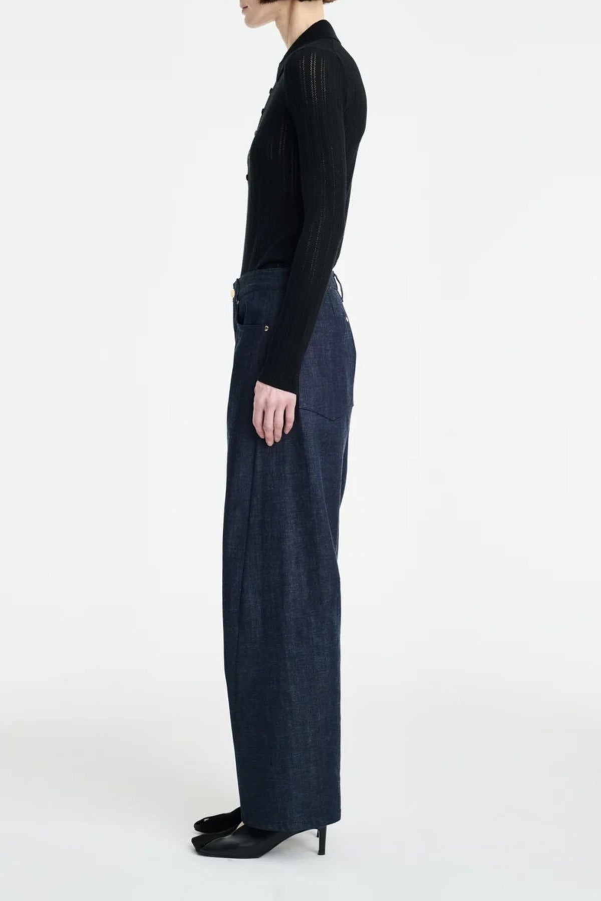Longsleeve Thermal Polo in Schwarz Maria McManus