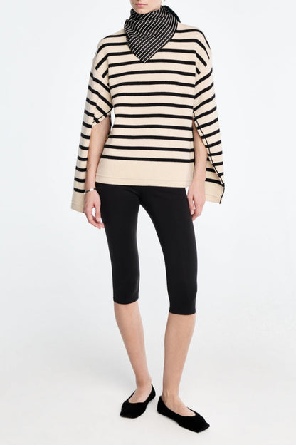 Pullover Ladder Cape in Ivory/Black Maria McManus