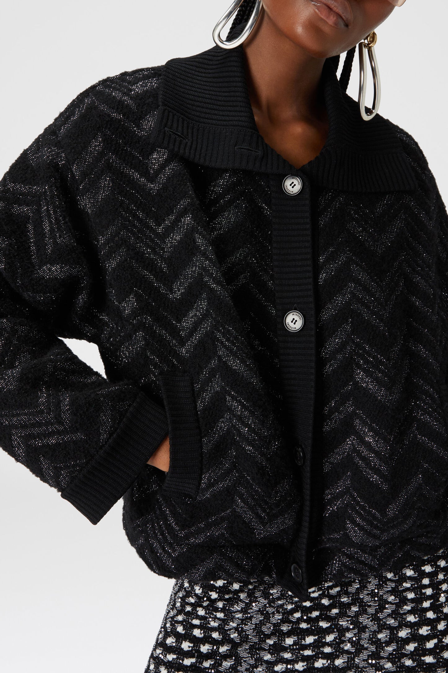 Boucle Cardigan in black/silver