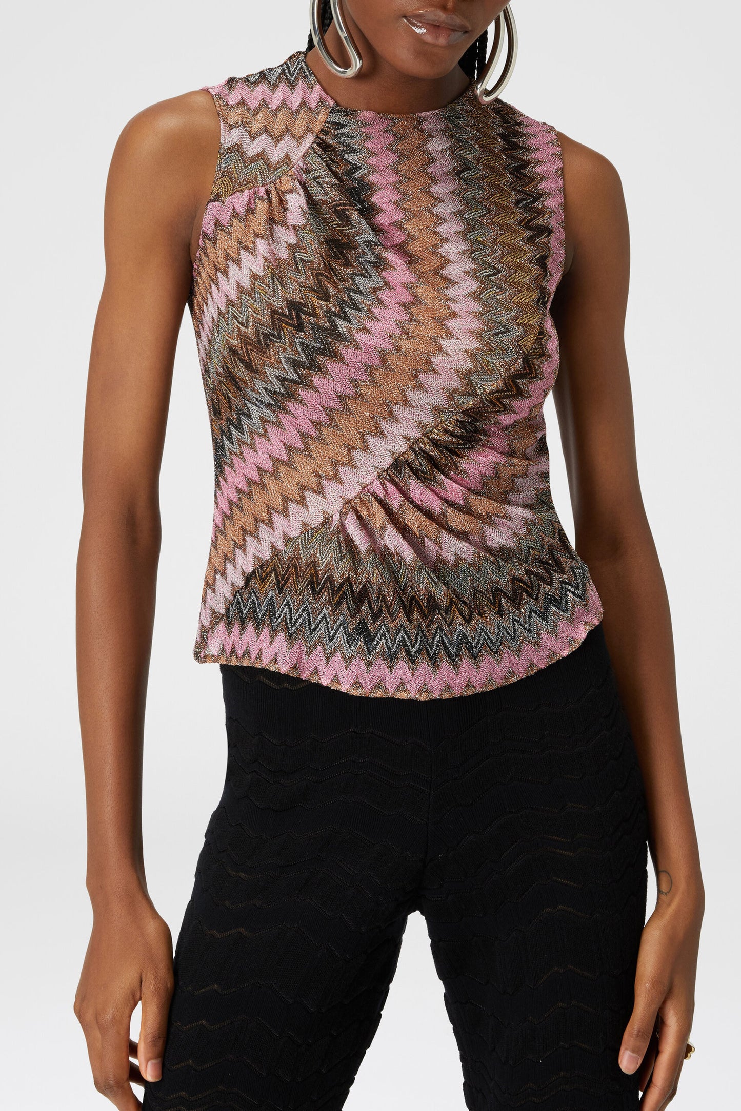 Stricktop Zickzack Lame in Rosa