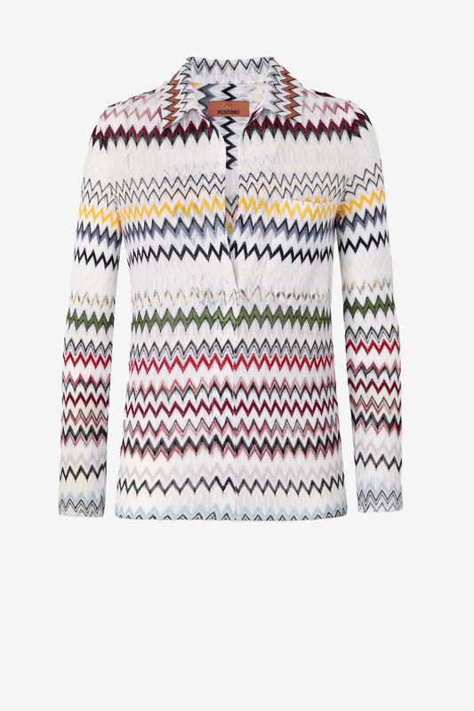 Long-Sleeve Shirt in Light Zig Zag by Missoni - Anita Hass