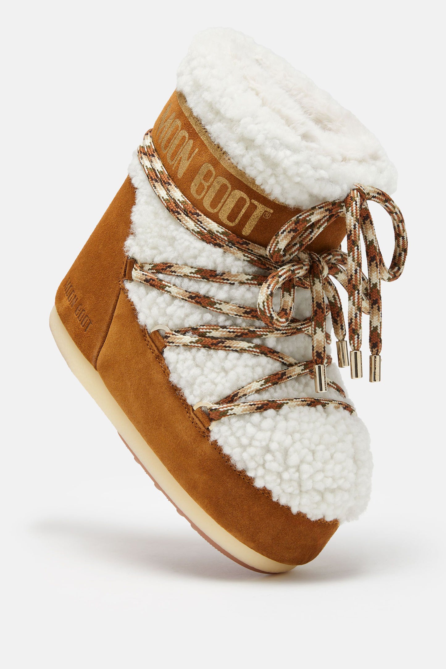 Moon Boot Icon Low Shearling in Whiskey/Off-WhiteMoon Boot - Anita Hass