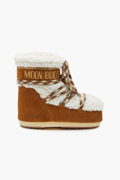 Moon Boot Icon Low Shearling in Whiskey/Off-WhiteMoon Boot - Anita Hass