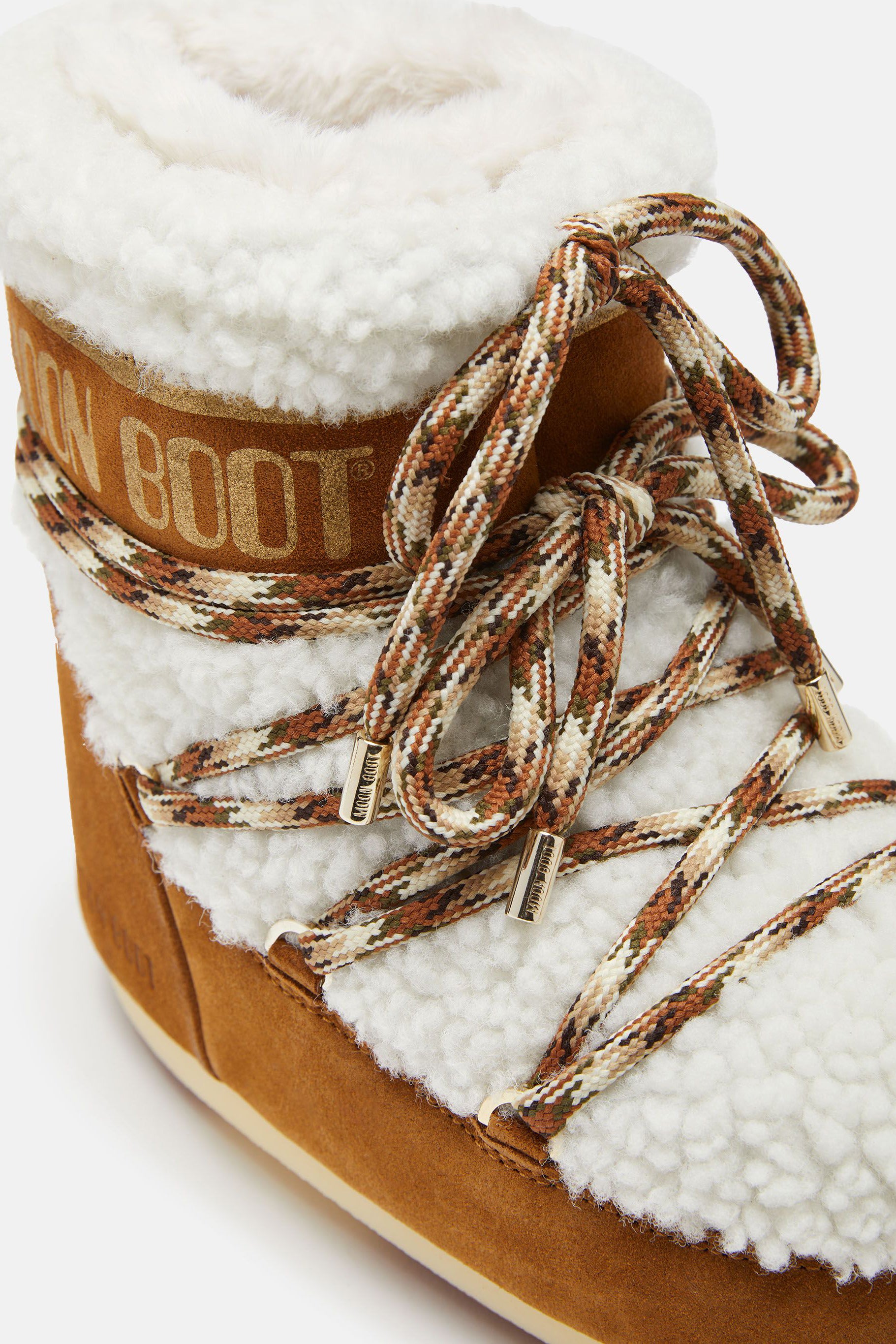 Moon Boot Icon Low Shearling in Whiskey/Off-WhiteMoon Boot - Anita Hass