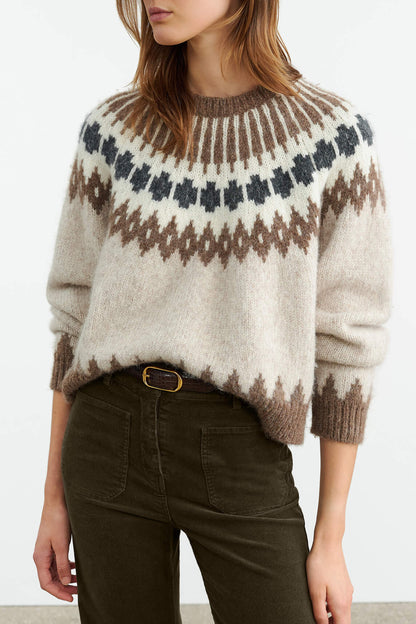 Pullover Alena in Oatmeal FairisleNili Lotan - Anita Hass