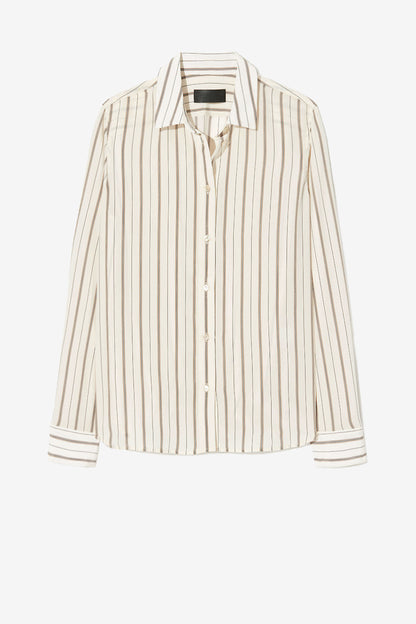 Gaia Slim Blouse in Brandy Stripe by Nili Lotan - Anita Hass