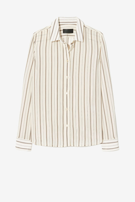 Gaia Slim Blouse in Brandy Stripe by Nili Lotan - Anita Hass