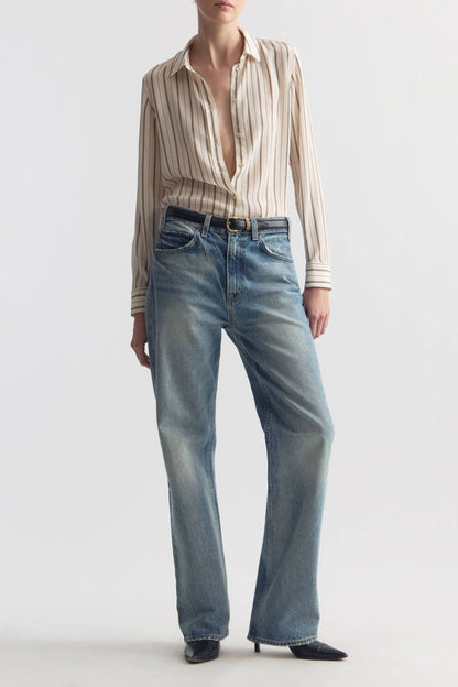 Gaia Slim Blouse in Brandy Stripe by Nili Lotan - Anita Hass