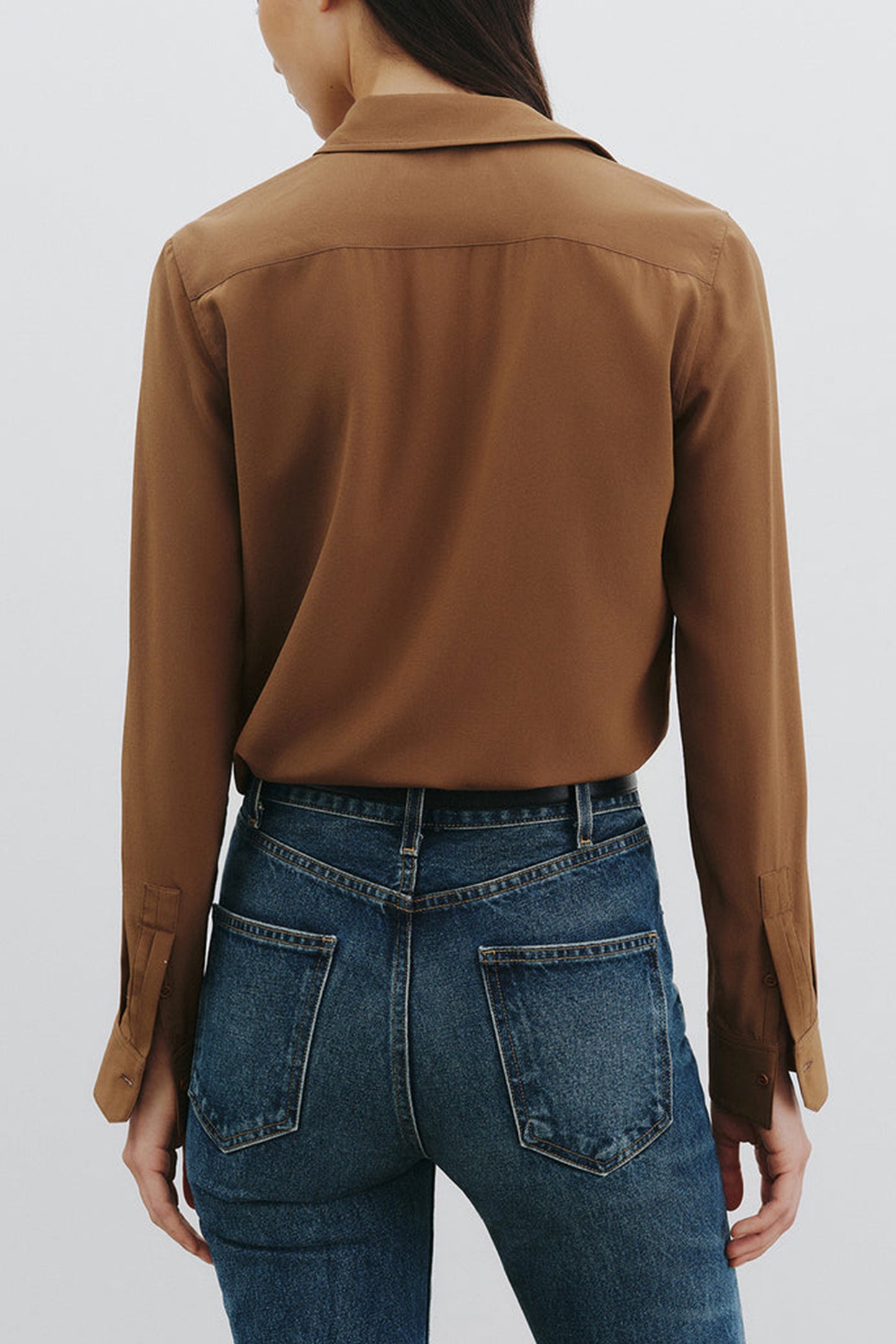 Gaia Slim Blouse in Cognac by Nili Lotan - Anita Hass